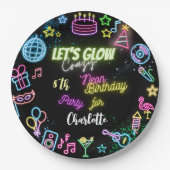 ネオンの誕生日熱狂するを輝かせよう ペーパープレート (正面)
