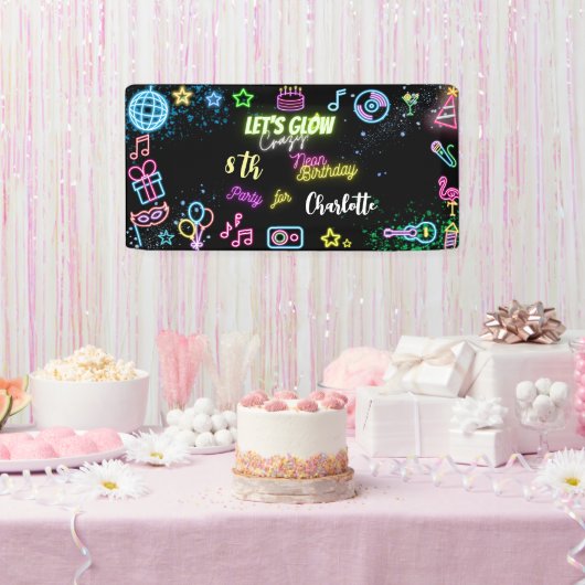 ネオンの誕生日熱狂するを輝かせよう 横断幕 (パーティー)