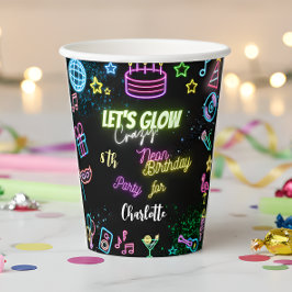 ネオンの誕生日熱狂するを輝かせよう 紙コップ