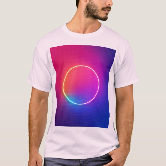 ネオンの輝きの円形アブストラクトアート Tシャツ (正面)