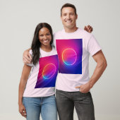 ネオンの輝きの円形アブストラクトアート Tシャツ (ユニセックス)