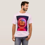 ネオンの輝きの幸せな顔の芸術 Tシャツ (正面フル)