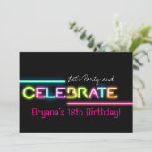 ネオンの輝きを祝おう レイブ クラブ パーティーへの招待 招待状 (スタンド正面)