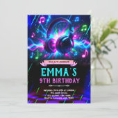 ネオンの輝きミュージックバースデーパーティー招待状 招待状 (スタンド正面)