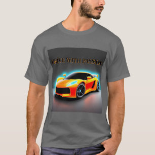 ネオンの輝きレーシングカーの鮮やかなスタイルアート Tシャツ