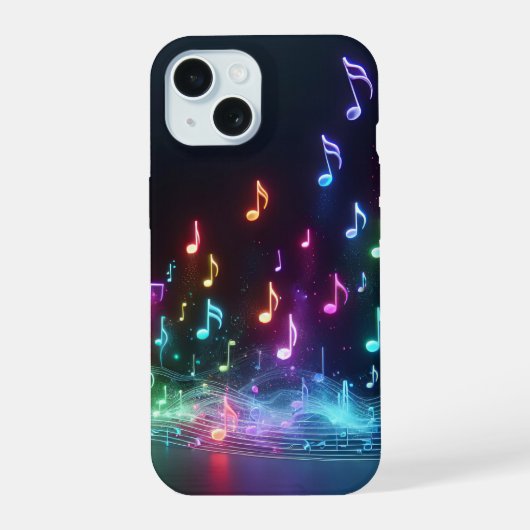 ネオンの音符 iPhone 15ケース (裏面)