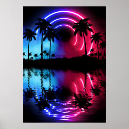ネオンの風景：手のひら&アーク ポスター