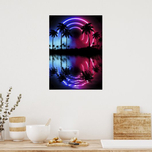 ネオンの風景:手のひら&アーク ポスター (キッチン)