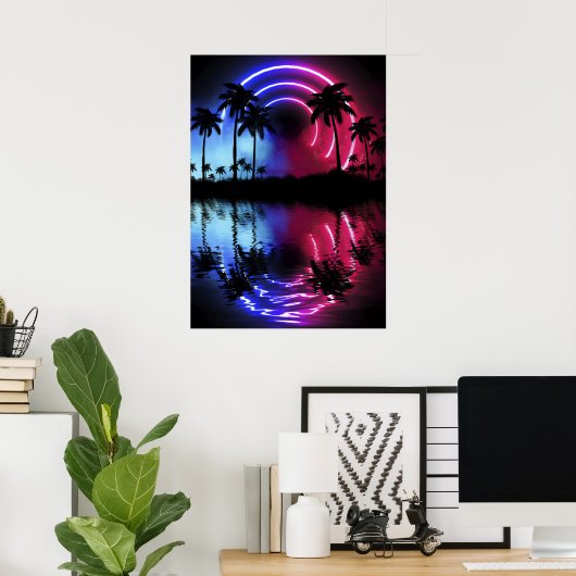 ネオンの風景:手のひら&アーク ポスター (ホームオフィス)