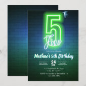 ネオンの5歳の誕生日招待状 招待状 (正面/裏面)