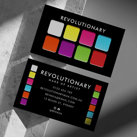ネオンはっきりしたアイシャドウパレートメイクアップアーティスト 名刺