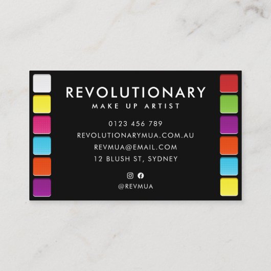 ネオンはっきりしたアイシャドメイクアップパレットMUA 名刺 (裏面)