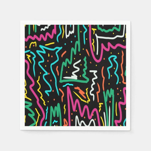 ネオンはっきりしたコントラストパーティープリント スタンダードカクテルナプキン (正面)