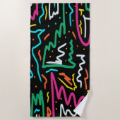 ネオンはっきりしたコントラストパーティー抽象芸術 ビーチタオル (正面)