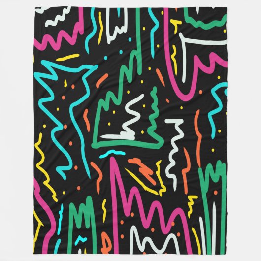 ネオンはっきりしたコントラストパーティー抽象芸術 フリースブランケット (正面)