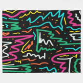 ネオンはっきりしたコントラストパーティー抽象芸術 フリースブランケット (正面(横))