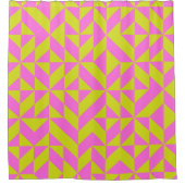 ネオンはっきりした幾何学的パターンピンクライムグリーンブライト シャワーカーテン (正面)