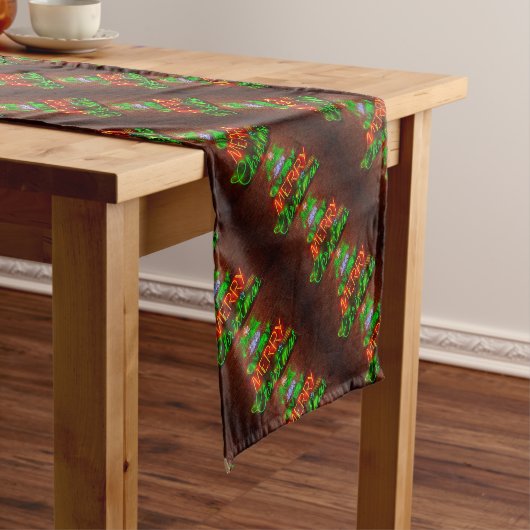 ネオンはクリスマスがとても楽しい ショートテーブルランナー (インサイチュ)
