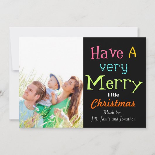 ネオンは小さなメリークリスマスフォトカードを持っている シーズンカード (正面)