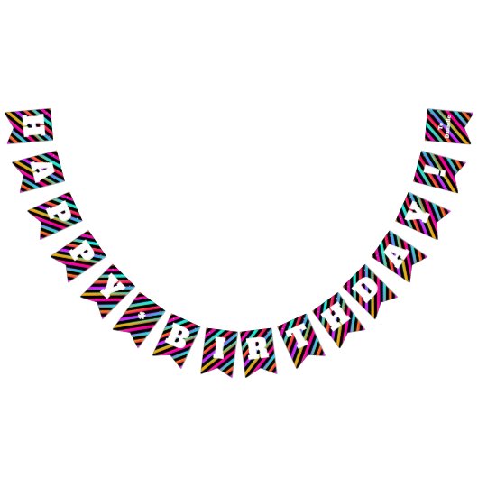 ネオンは-ハッピーバースデーのパーティーの旗の旗を縞で飾ります バンティングフラッグ (全)