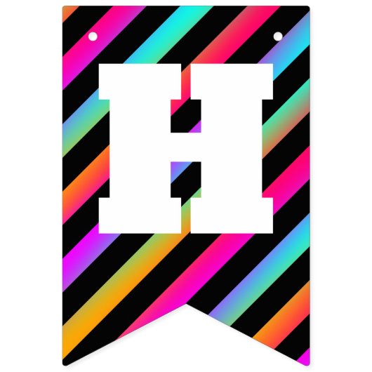 ネオンは-ハッピーバースデーのパーティーの旗の旗を縞で飾ります バンティングフラッグ (第1の旗)