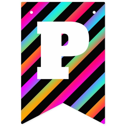 ネオンは-ハッピーバースデーのパーティーの旗の旗を縞で飾ります バンティングフラッグ (第3の旗)