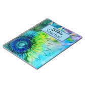 ネオンひまわり水色パーソナライズされた ノートブック (左側)