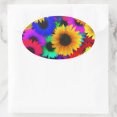 ネオンひまわり 楕円形シール (バッグ)