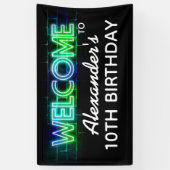 ネオンをテーマにした誕生日ウェルカムバナー 横断幕 (縦)