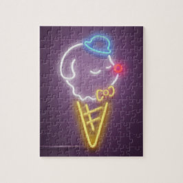 ネオンアイスクリームコーンガンメタル仕上げマネークリップ治具 ジグソーパズル