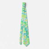 ネオンアシッカラフルトトリップグルーヴィー抽象芸術大理石アート ネクタイ (裏面)