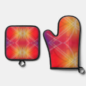 ネオンアトラクションレイヤ抽象デザイン 鍋つかみ&鍋敷きセット (正面)