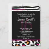 ネオンアニマルプリントスイート16招待状 招待状 (裏面)