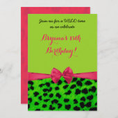 ネオンアニマルプリントチータヒョウパーティの招待状 招待状 (正面/裏面)