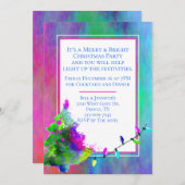 ネオンアブストラクトクリスマスパーティー招待状 招待状 (正面/裏面)