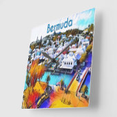 ネオンアポップ・アートのートバミューダ スクエア壁時計 (傾斜)