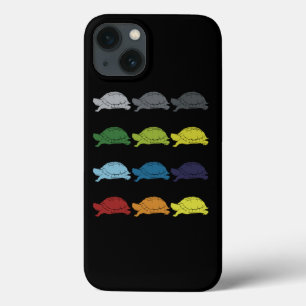 ネオンアポップ・アートのートレトロ亀動物ギフトアイディア iPhone 13ケース