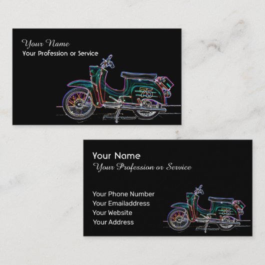 ネオンアポップ・アートのートレトロ自動二輪車 名刺 (正面/裏面)