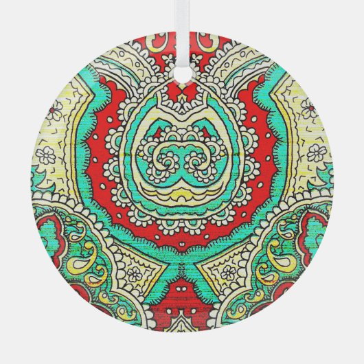 ネオンアラベスクオーナメント:80年代スタイル。 ガラスオーナメント (正面)