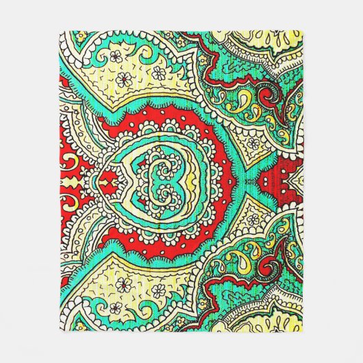 ネオンアラベスクオーナメント:80年代スタイル。 フリースブランケット (正面)
