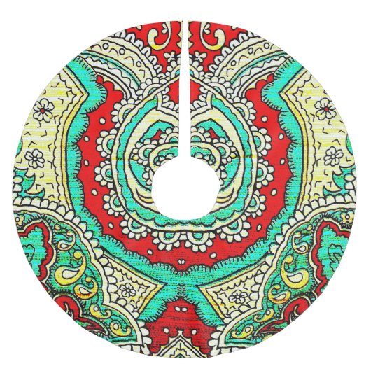 ネオンアラベスクオーナメント:80年代スタイル。 ブラッシュドポリエステルツリースカート (正面)