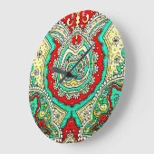 ネオンアラベスクオーナメント:80年代スタイル。 ラージ壁時計 (傾斜)