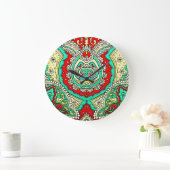 ネオンアラベスクオーナメント:80年代スタイル。 ラージ壁時計 (ホーム)