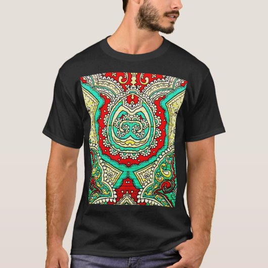 ネオンアラベスクオーナメント:80年代スタイル。 Tシャツ (正面)
