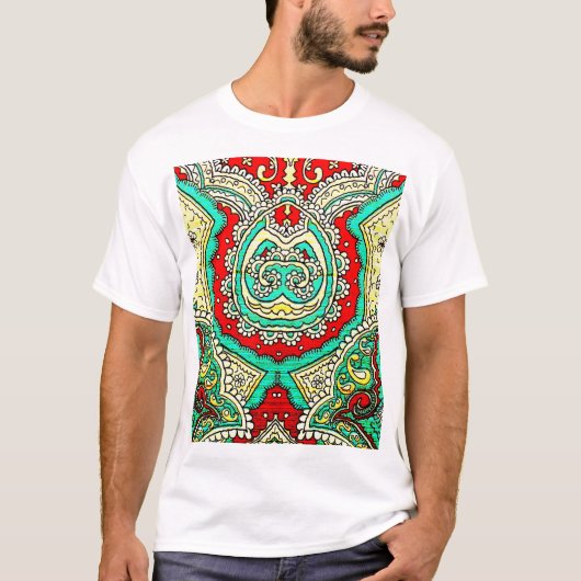 ネオンアラベスクオーナメント:80年代スタイル。 Tシャツ (正面)