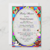 ネオンアリスとフラミンゴが本の赤ちゃんシャワーを持ち込む 招待状 (裏面)