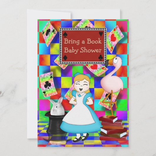 ネオンアリス＆フラミンゴが贈る ブックベイビーシャワー 招待状 (正面)
