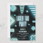 ネオンアーケードゲーマー、レーザーラベル誕生日 招待状 (正面)
