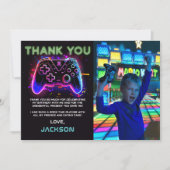 ネオンアーケードゲームの誕生日写真サンクスカード サンキューカード (正面)