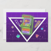 ネオンアーケード写真誕生日ゲームパーティー招待状 招待状 (裏面)